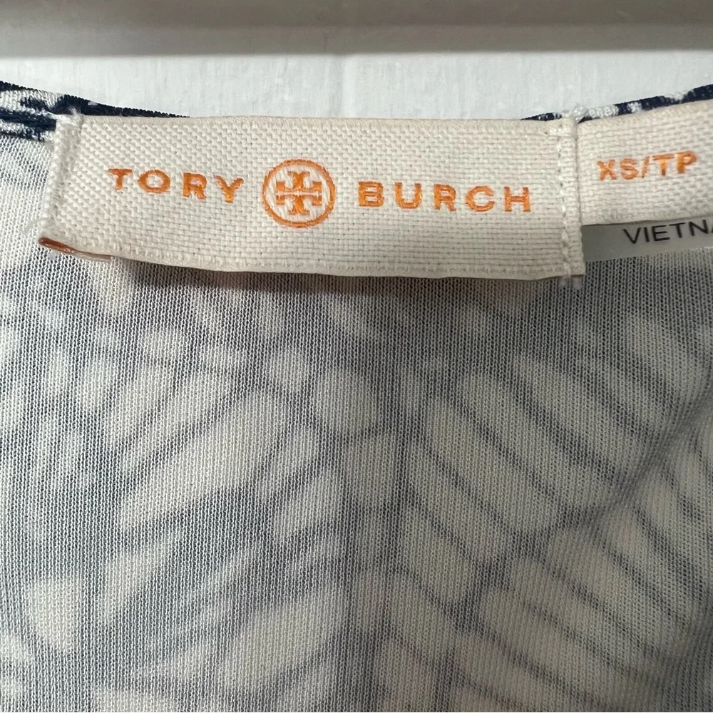 Tory Burch Baltic Sea Dream Catcher V-Neck Cap Sleeve Midi Dress Size XS